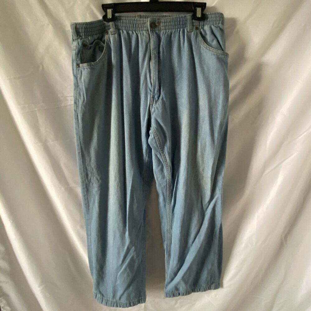 VTG Haband Ice House Jeans Mens 34x29 High Waist Flannel Lined Baggy Denim Blue